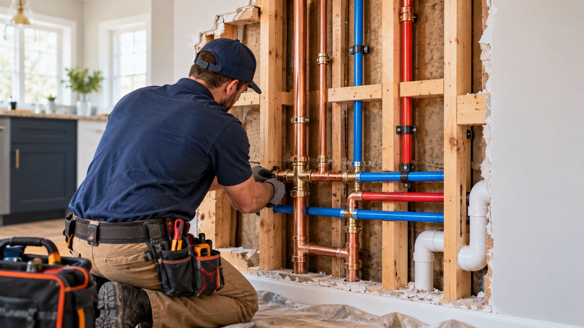 Modern plumbing lines during a whole-house repiping project
